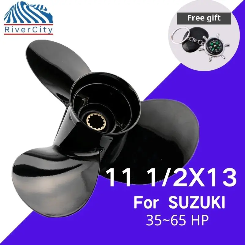 Outboard Propeller For Suzuki 35HP 40HP 50HP 55HP 11 1/2X13 Boat Motor Aluminum Alloy Screw Ship Marine Engine 3 Blade 13 Spline