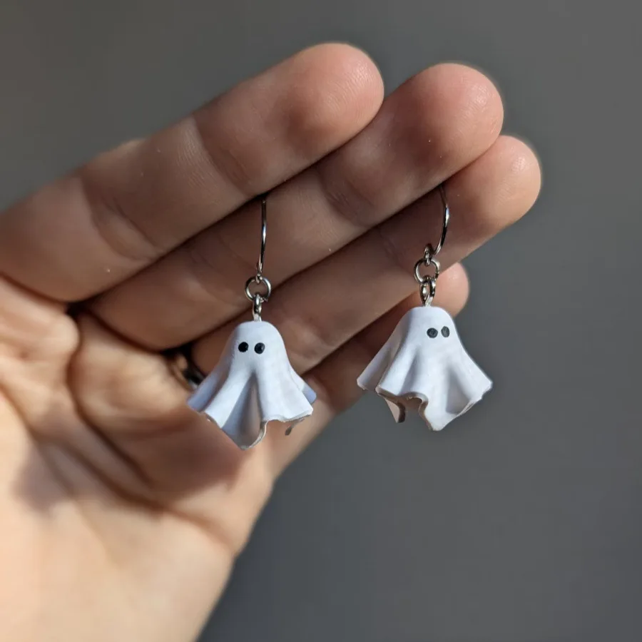 Orecchini Pendenti Fantasma Acrilico Iridescente – Stravaganti Gioielli Halloween Per Donne, Leggeri E Colorati - 2