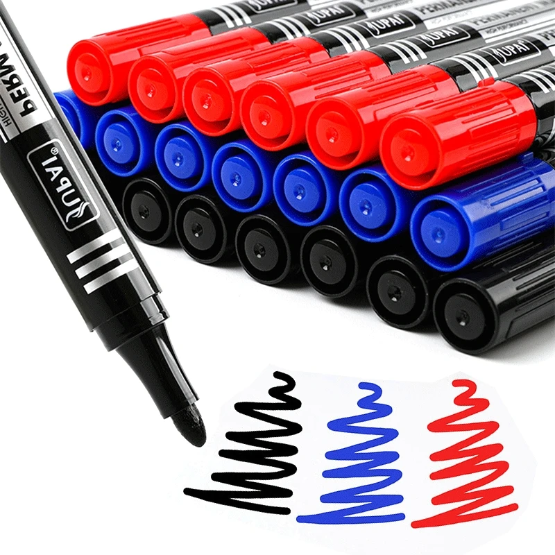Permanent Marker Pen Marker Pens Permanent Marker Permanent Markers Markers Pen 3/6Pcs/Set Fine Point Waterproof Ink Thin Nib Crude Nib Black Blue Red Ink 1.5mm Fine Color