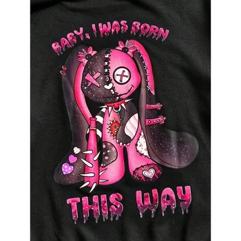 2025 الأزياء الوردي تيدي بير؛ لطيف الرعب المطبوعة المرأة الصوف هوديي؛ الشارع عارضة الهيب هوب هوديي 3