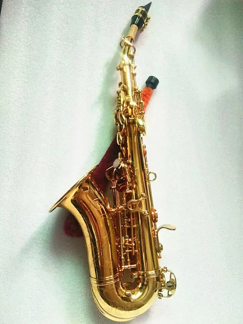 High quality Curved soprano saxophone S-991 Gold Professional playing instrument curved soprano sax mouthpiece