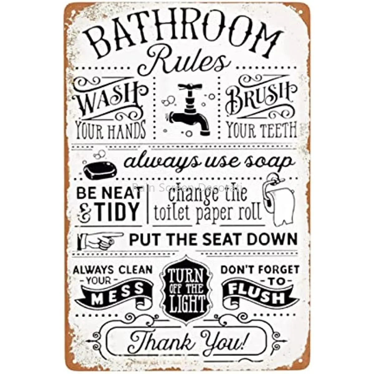 

New Retro Hippie Guest Bathroom Decorations Metal Signs Bathroom Rules Funny Posters Farmhouse Restroom Decor