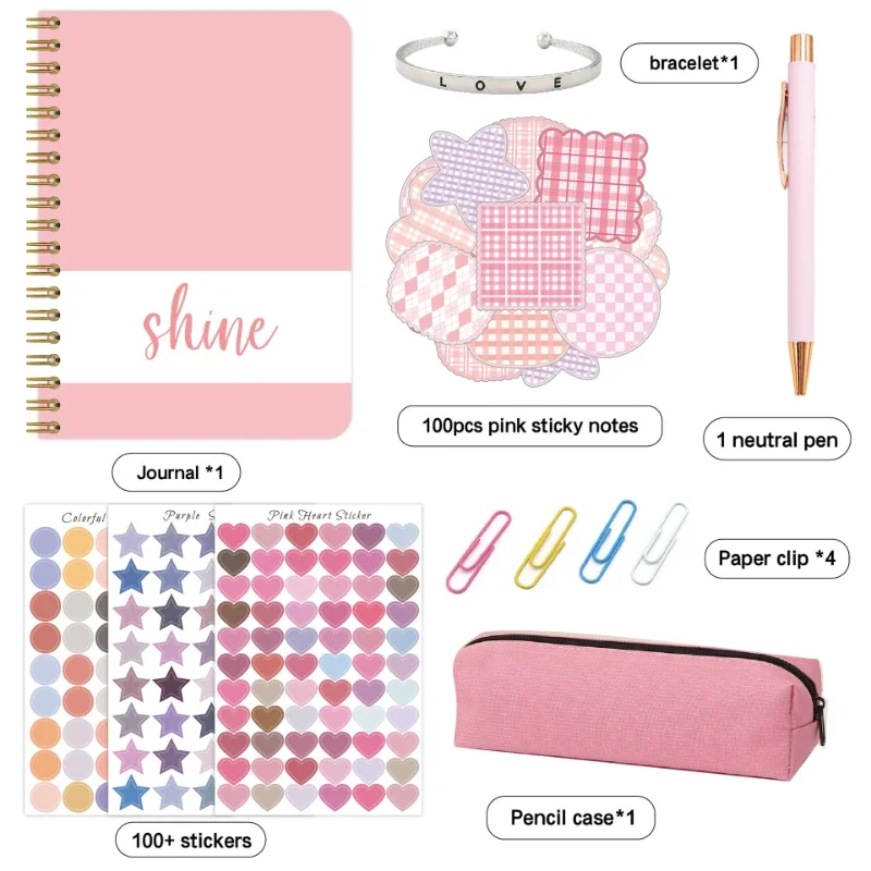 

Children's Diary Set A5 Coil Book Blank Writing Hand Account Inner Page Clip Book Sticker Handmade DiY Notebook Suit