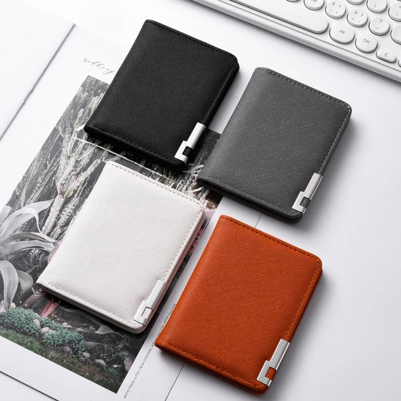 Men's Premium Short Wallet Small Leather Clutch for College Students Thin Youth Multi Card Slot Male Simple Card Holder