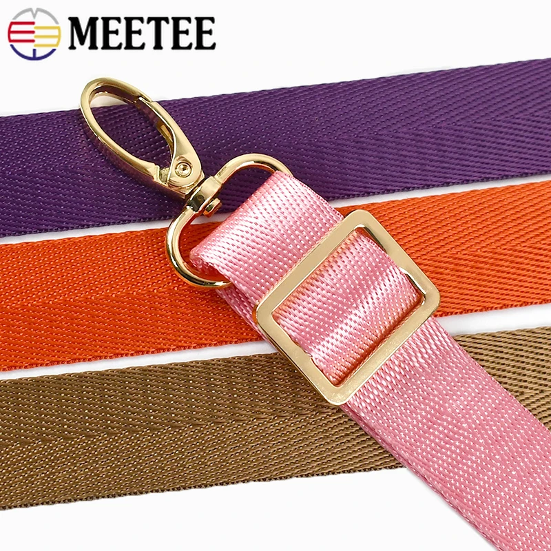 Meetee 컬러 나일론 웨빙 스트랩, 안전 벨트 리본 테이프 배낭 바인딩 트림, 의류 장식 밴드, 바느질 재료, 5 미터, 20-50mm