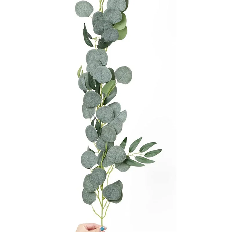 

Artificial Eucalyptus Garland with Willow Vines, 8 Packs 6.5 Feet Eucalyptus Garland Greenery, Silver Dollar Eucalyptus