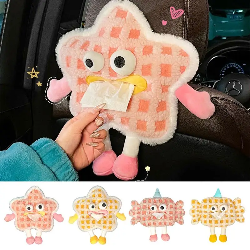 

Car Tissue Box Plush Automotive Cute Cartoon Napkin Holder Box Reliable Soft Tissue Paper Container For Car Interior Accessories