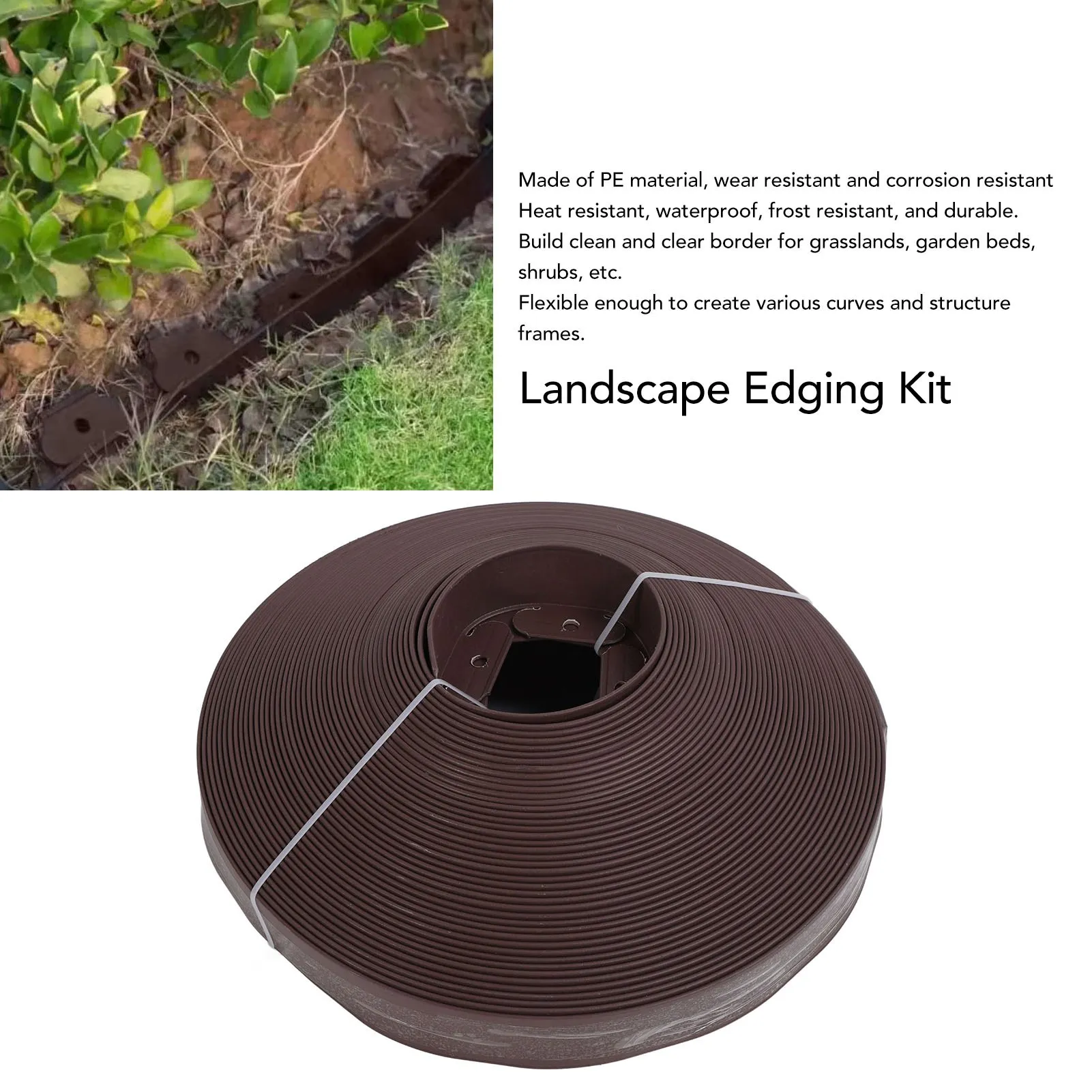 Landscape Edging Kit PE 40m Garden Border with Spikes for Lawn Flower Bed Grass Yard Coffee Landscape,Edging,Kit&sect;Garden,Landscap