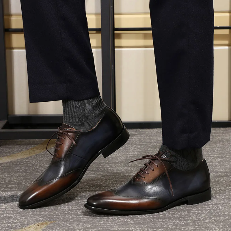 Transistor Navidad gritar Zapatos Oxford clásicos de estilo italiano para hombre, zapatos de vestir  de piel de becerro auténtica hechos a mano, con cordones para oficina de  negocios|Zapatos formales| - AliExpress