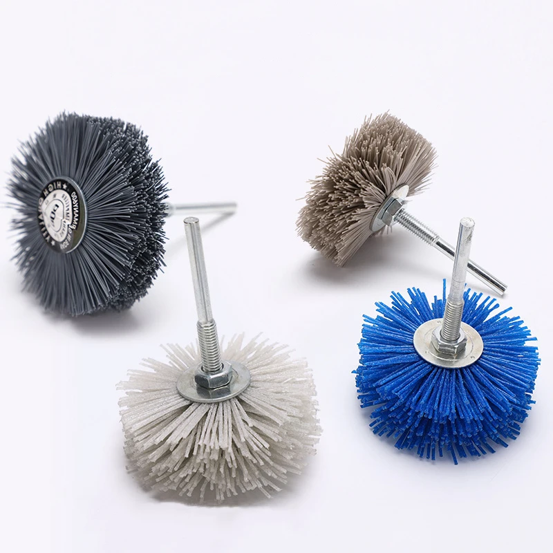 

80mm Drill Abrasive Wire Nylon Grinding Wheel Radial Polishing Brush for Wood Furniture Mahogany Finishing 60#-600# Grit