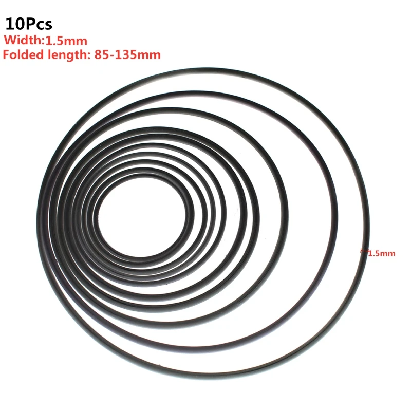 1/1.5mm 라운드 고무 벨트 카세트 테이프 레코더 기계 P9JD에 대 한 내구성 10 개/갑 믹스 크기 80-130mm 수리 벨트 교체