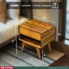 Laden Solid Acacia Wood Nightstand with Storage Drawer, Mid-Century Modern Art Deco Design, End Table 2