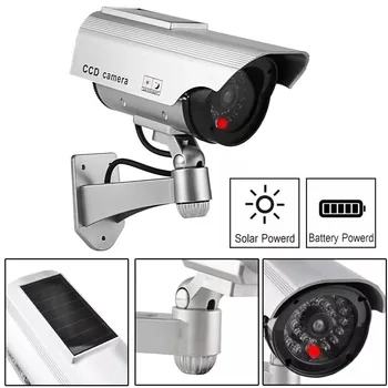 Solar Powered Fake Dummy Surveillance Security Camera CCTV For Office Home with LED Record Light Indoor Outdoor Black / Silver 6