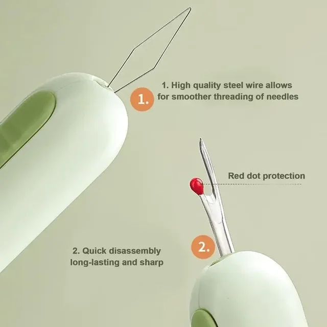 2-in-1 Double Head Needle Threader Manual Threader Stitching Remover Household Sewing Accessories Double End Design Needle Work 3