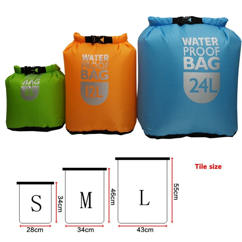 6/12/24LWaterproof Dry Bag Pack Swimming Rafting Kayaking River Trekking Floating Sailing Canoing Boating Dry Sacks Shoes Bags