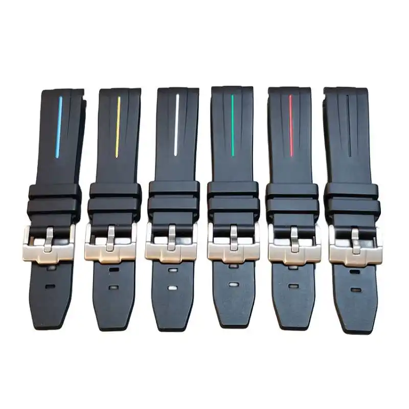 Cinturino Per Cinturino Con Fibbia Ad Ardiglione In Gomma Nera Con Estremità Curva In Silicone Da 20Mm Adatto Per Orologio Rolex 116518 116519 116523 