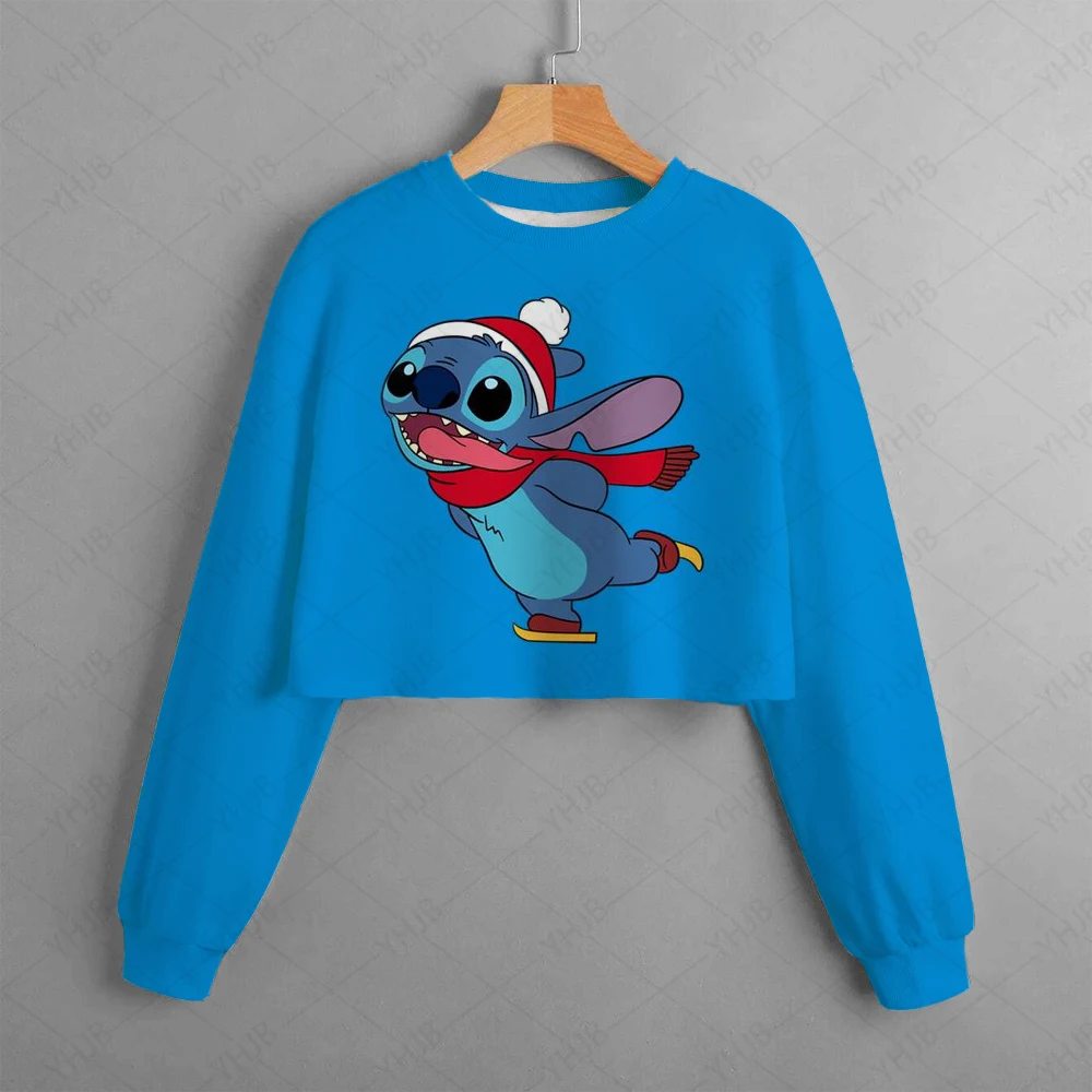 Christmas Girls Kids Clothing Print Cropped Hoodie Disney Stitch Christmas Casual Cartoon Girls Sweatshirt Tops hooded sweatshirt children hoodie children sweater cotton hoodie children sweatshirt toddler sweatshirt children top pullover hoodie