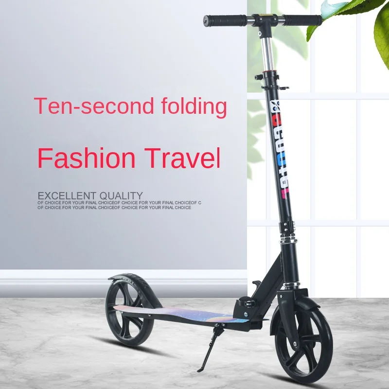 Foldable Adult Two-Wheel Scooter with Handbrake Outdoor Sports City Work School Student Teenagers One-Legged