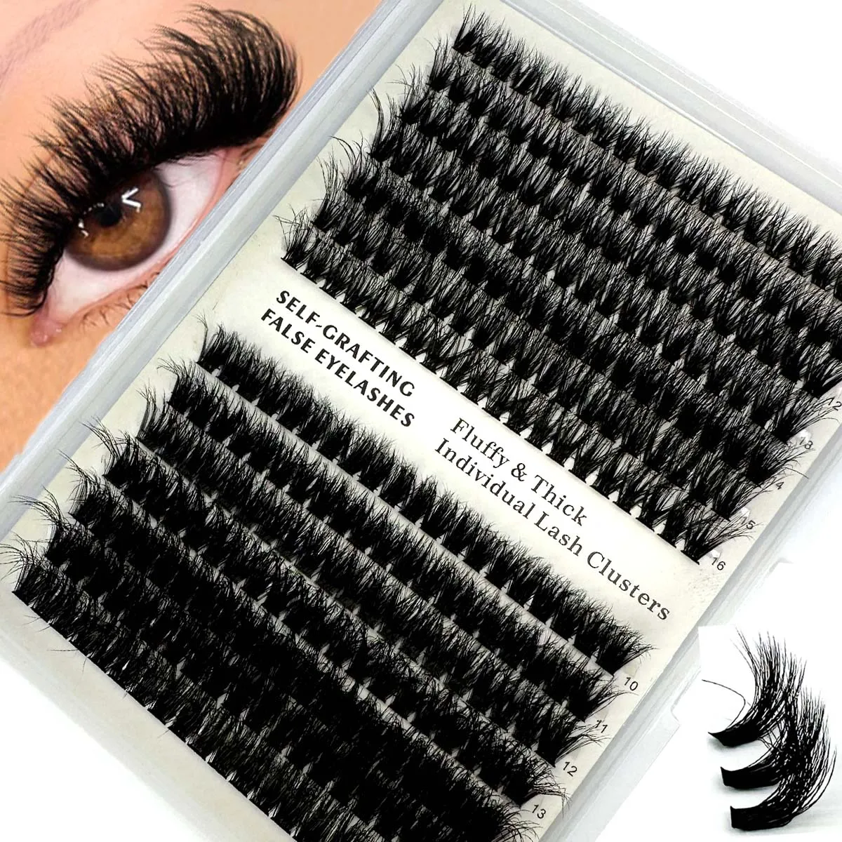

10boxes 14Rows Individual DIY Cluster Lashes 60D/80D Clusters 0.07mm Thickness D Curl Natural Heat Bonded Cluster Lashes