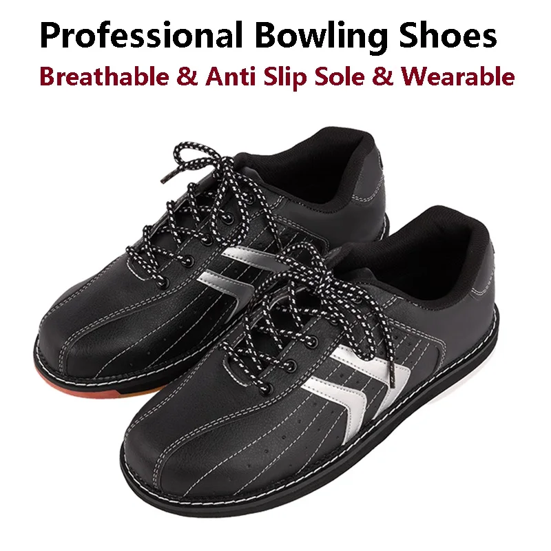 Men Professional Bowling Shoes Male Breathable Anti-skid Sneakers Men Lace-up Lightweight Bowling Trainers Athletic Shoes 38-47
