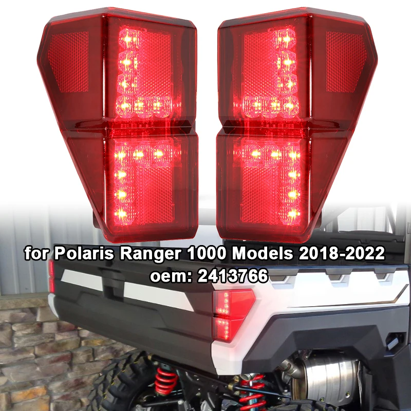 

2pcs 1pair Car Red LED Tail Light Rear Brake Light Lamp Running Lights for Polaris Ranger 1000 2018-2022 (Left+Right)