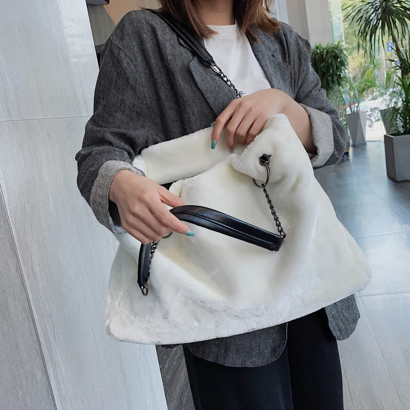 CORIOS Borsa A Spalla In Peluche Morbido Donna – Grande Capacità, Tote Beige Autunno Inverno, Con Tracolla, Regalo