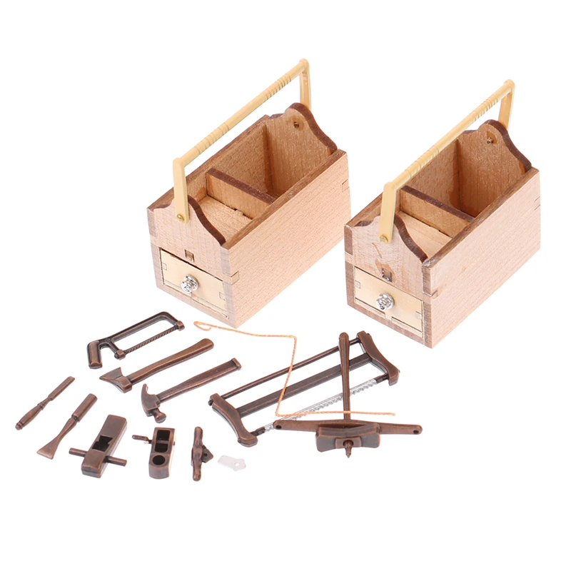 1 Set Mini Repair Tools Simulation Toolbox Model Toys For Doll House Decoration 1/12 Dollhouse Miniature Accessories