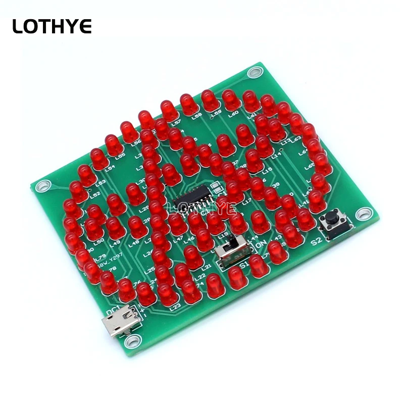 전자 DIY 키트 80 LED 원형 오각형 스타 스피커 분위기 키트 흐르는 물 램프 키트 마이크로컨트롤러 기술 훈련