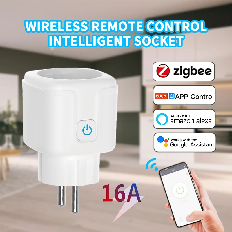 Tuya Zigbee 3.0 스마트 플러그 EU 16A / 20A 전원 모니터 포함 스마트 라이프 무선 소켓 Alexa Google Home Alice와 함께 작동