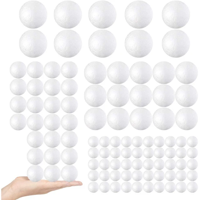 100-Pack Styrofoam Balls, Round Polystyrene Foam Ball for Arts, 3 Assorted  Sizes