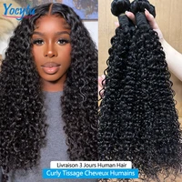 YOCYTU 242424 Pouces Tissage Humain Hair Curly Wave Tissage Brésilien 100% Cheveux Humain 12A Tissage Ondulé Cheveux Humain Curly Wave Meche Tissage Bouclé Cheveux Humain Livraison 3 Jours France 1