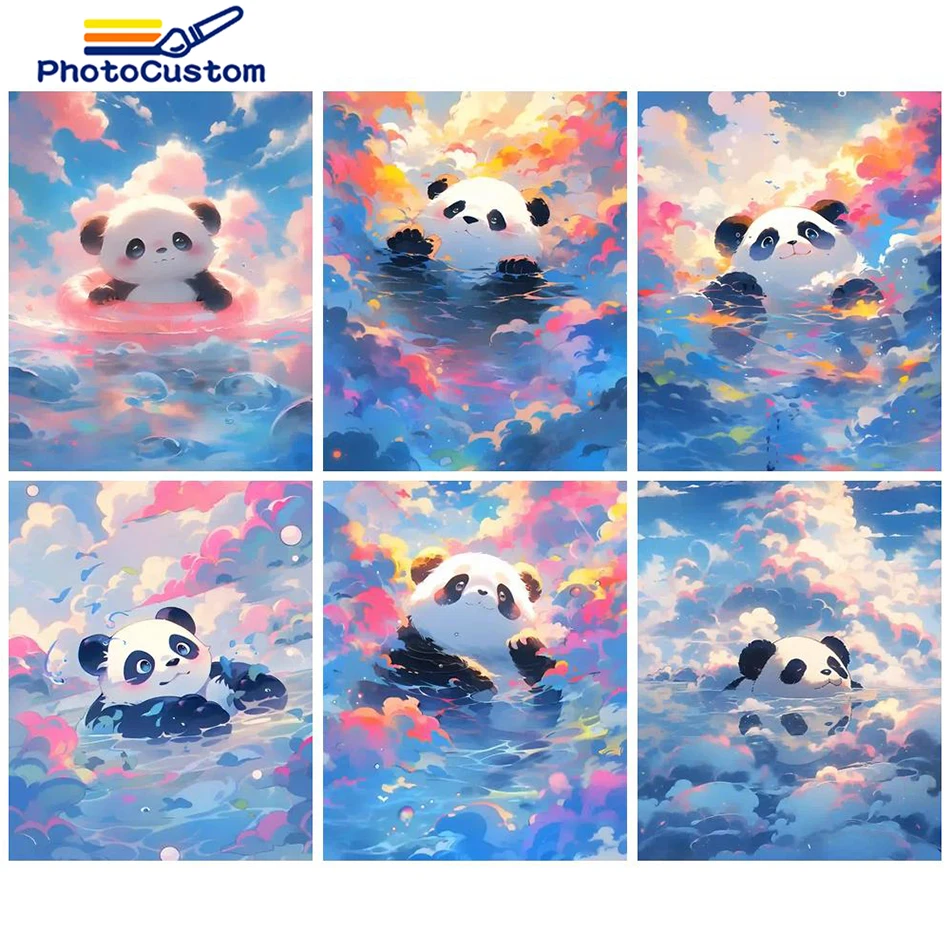 

PhotoCustom Painting By Numbers Animal Panda Acrylic Paint Hand Painted Art Gift DIY Picture Of Coloring By Numbers Kits Home De