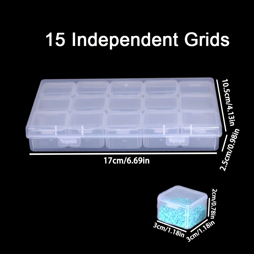 1 set of 15 independent transparent plastic storage boxes used for DIY diamond painting bead and jewelry storage multifunctio storage box diamond painting storage box