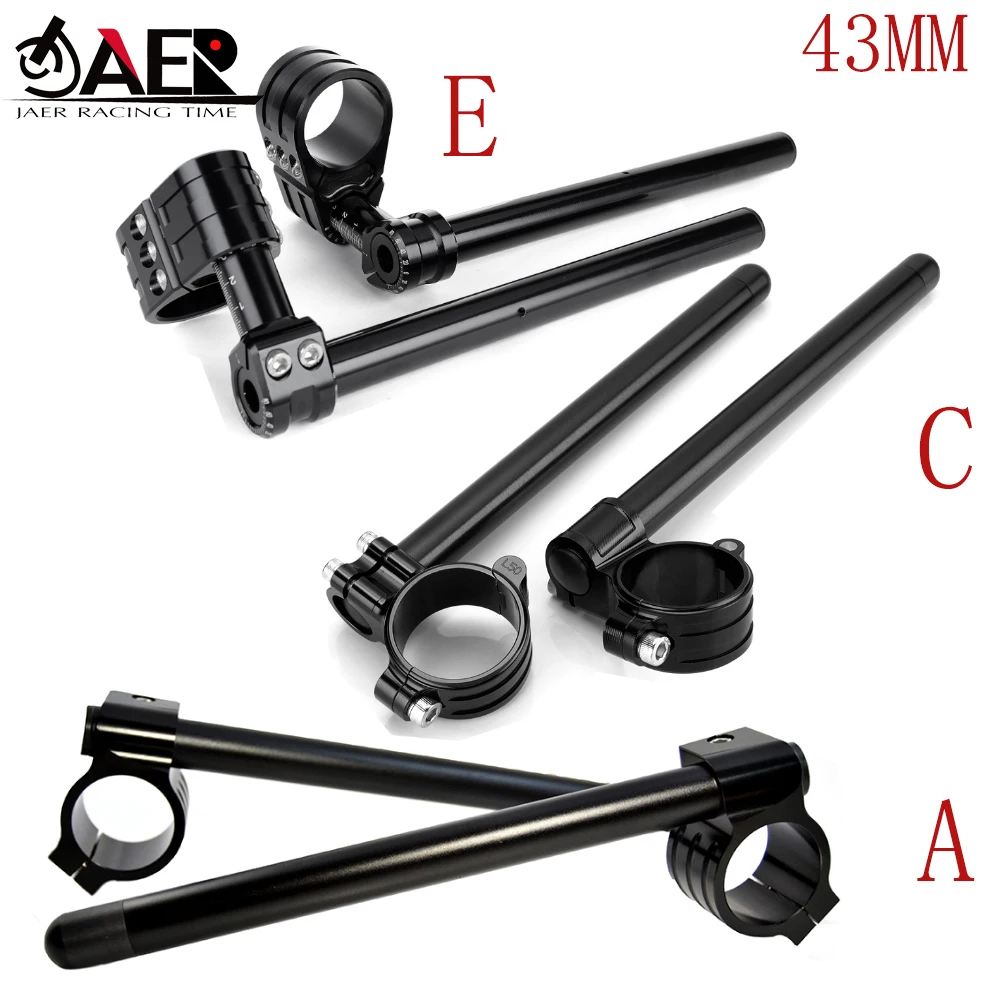 

JAER 43mm Motorcycle CNC Billet Aluminum Adjustable Clip-On Handlebar Fit most of sport bike with 43mm fork clip motor