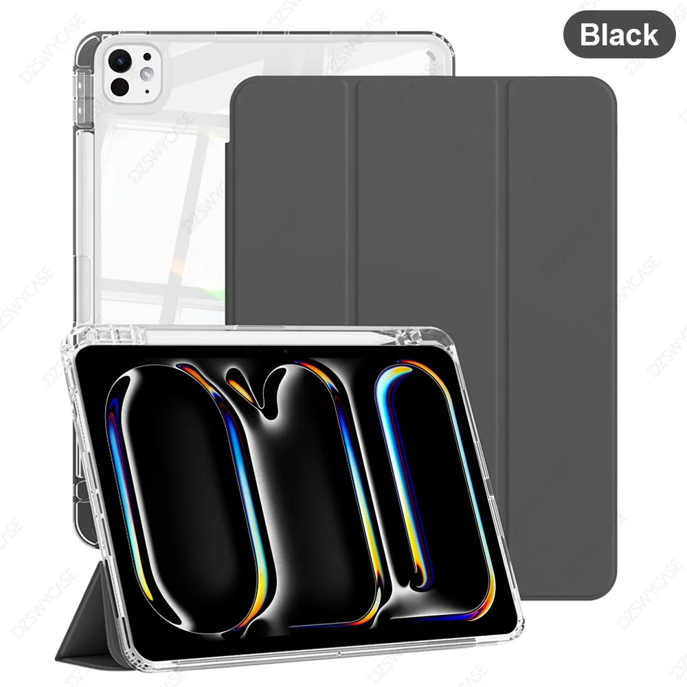 Enhanced Shockproof Slim Tablet Case with Pencil Holder and Auto Sleep/Wake Function, Featuring a Clear Hard Back Shell