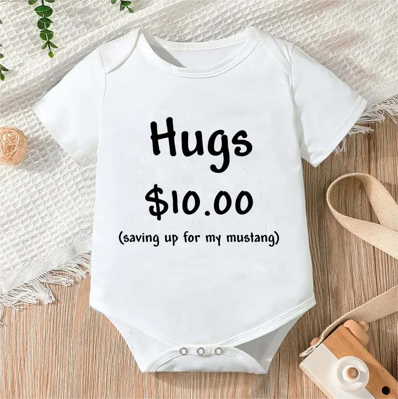 

Bodysuits for Newborn Baby Boys And Girls Casual "Hugs" Short Sleeve Round Neck Onesie Clothes Toddler Infant Romper