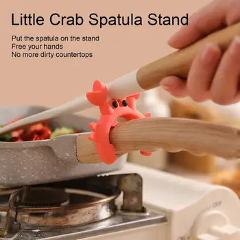 Utensil Rest Crab Shaped Silicone Utensil Rest Countertop Ladle Holder Anti-Overflow Stove Top Spatula Holder Kitchen Gadget 1
