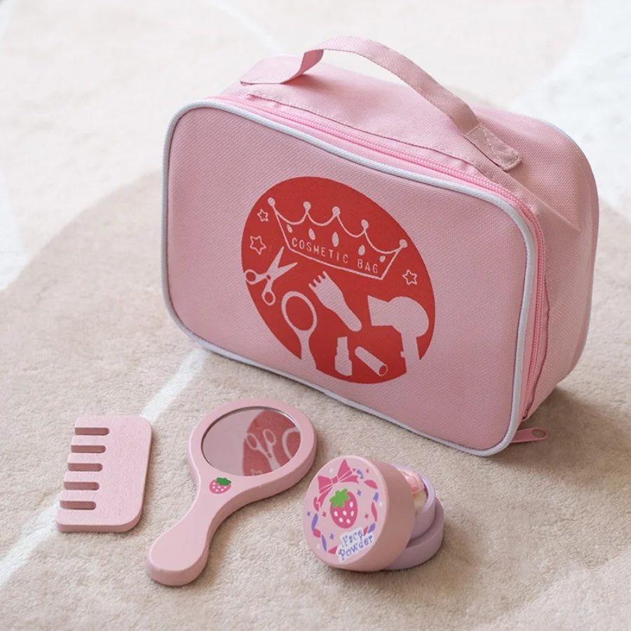 Wooden Makeup Bag Toy Set for Girls' Pretend Play Ideal princess-themed makeup gift for kids