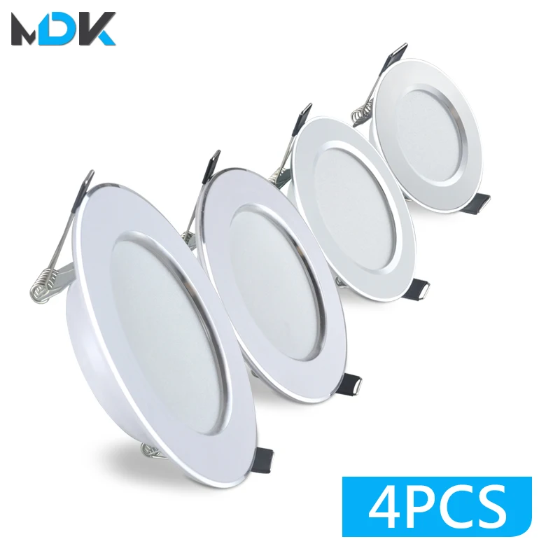 

4 Pcs LED Downlight Ceiling Spot 7W 9W 12W 15W 18W 3W 5W 220V Round Recessed Lamp 230V 110V Bulb Bedroom Kitchen Indoor Lighting