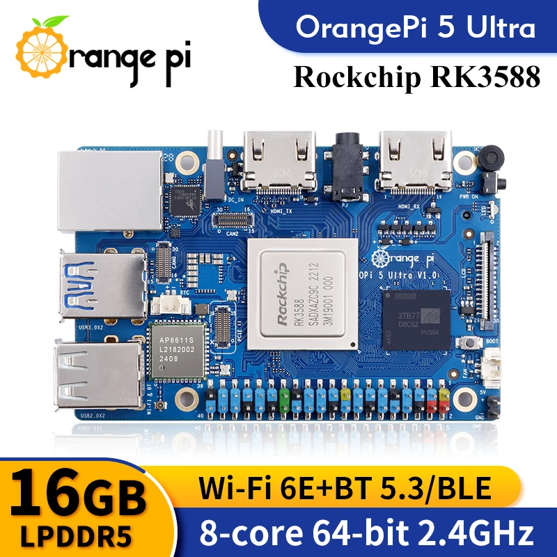 Orange pi 5 ultra開発ボード,rk3588,ロックチップ,wifi,6e,bt5.3,m.2