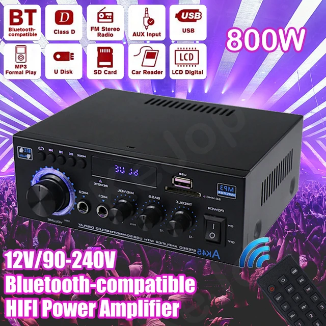 800W Home Power Amplifier 2 Channel Bluetooth 5.0 Mini Hifi Digital Stereo  Sound Amplifier Support FM USB SD Mic Input AK45 - AliExpress