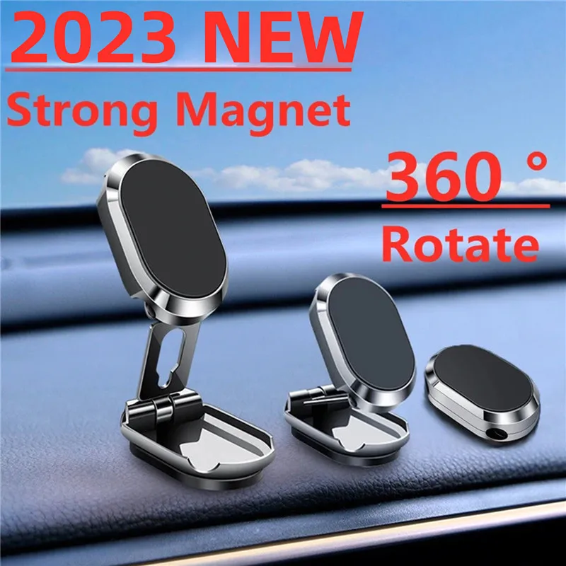 Universal Rotatable Strong Magnetic Car Phone Holder Stand Foldable Mobile  Phone Mount Bracket Car Dashboard Adhesive Holders - AliExpress