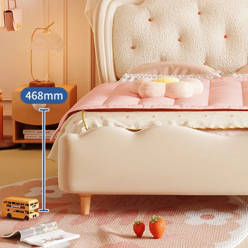 Pretty Modern Girls Double Bed Frame Elegant Princess Cute Light Luxury Children Bed Loft Villa Kinderbett Bedroom Furniture 5