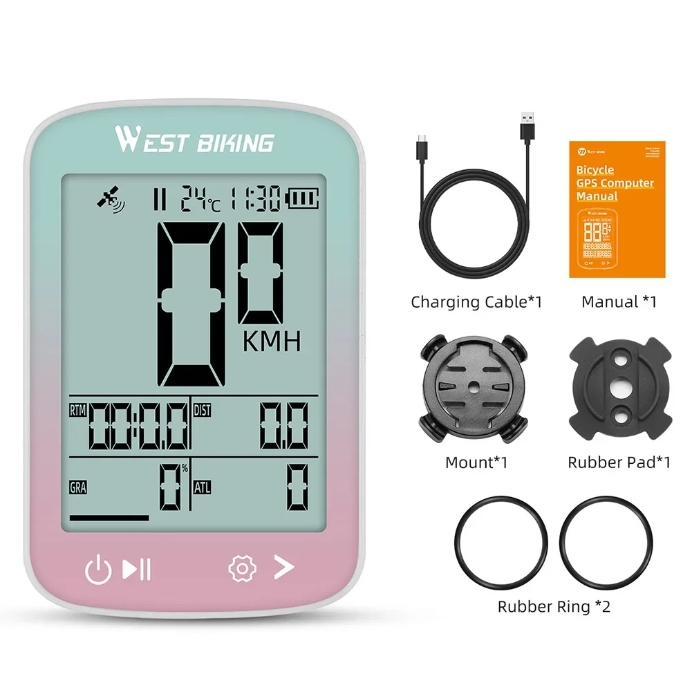 Wireless Bike Computer GPS Cycling Speedometer Waterproof MTB Road Bike Sensor ANT+ Cycling Data Tracker for Bicycle Accessories