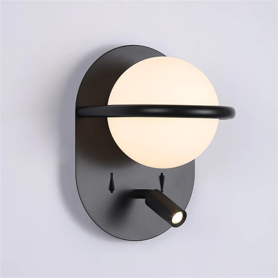 

Adjustable Globe Ball LED Wall Lamp With Reading Spotlight Bedside Bedroom Reading Wall Light Room Study Aisle Wall Sconce