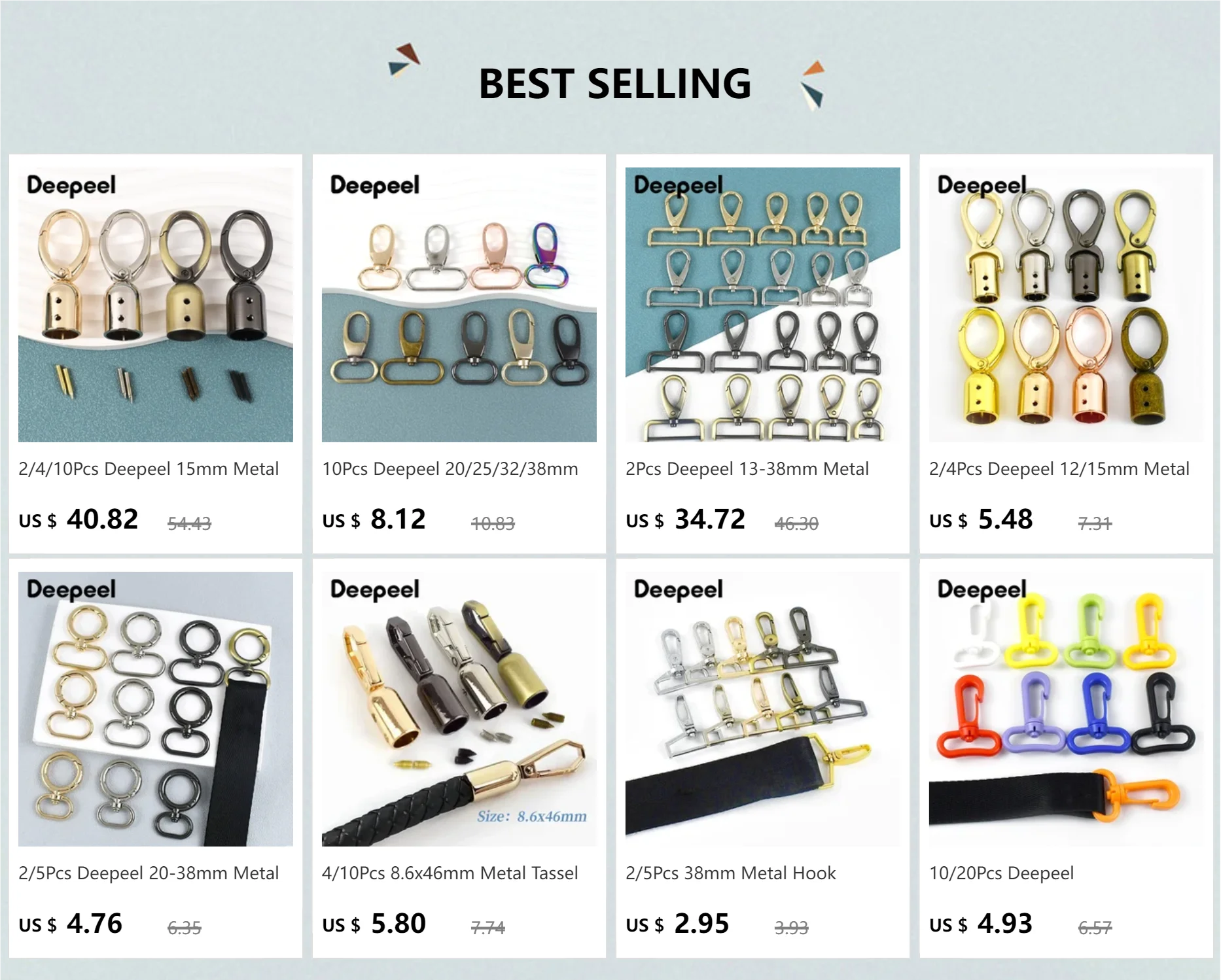 Description Picture 2 of item2Pcs Deepeel 13-38mm Metal Bag Buckles Lobster Swivel Detachable Clasp KeyChain Handbag Webbing No-Sewing Hardware Accessories