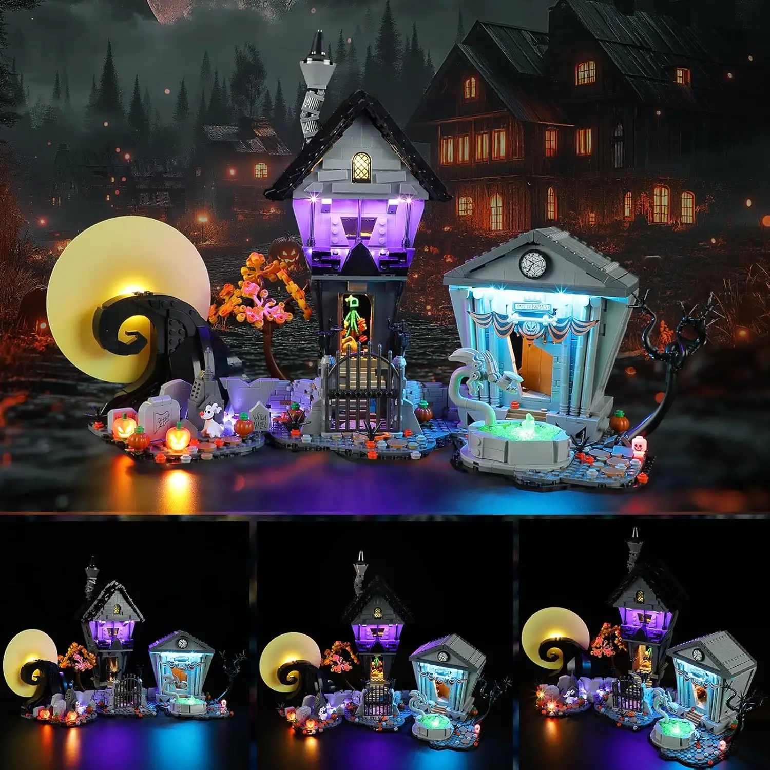 thumbnail interactive-video image 1 of Salem Witch Resin Burning Halloween Haunted Mansion House Log Cabin Incense Burner With Smoking Chimney 1 of 13