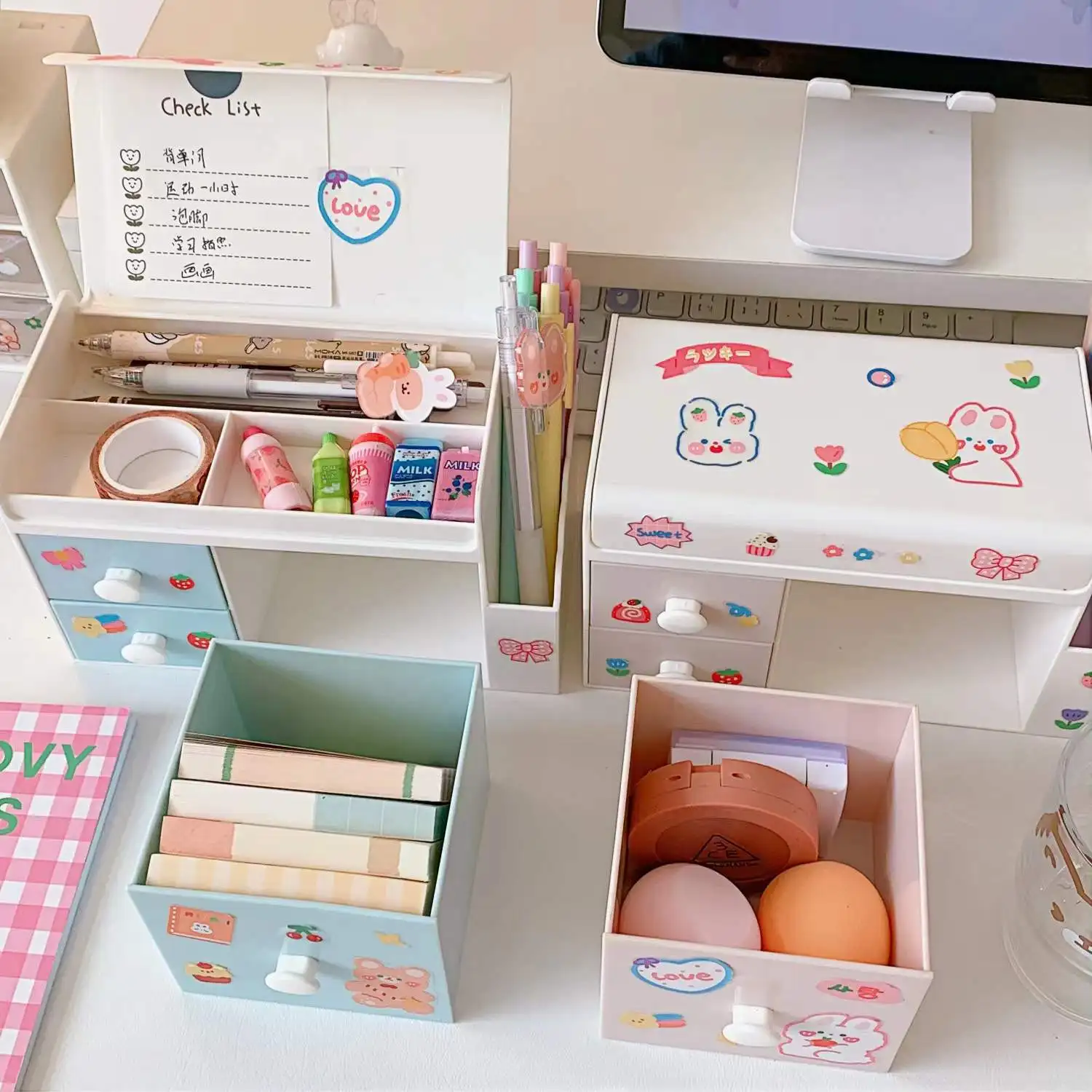 Kawaii Multifunctional Desk Organiser Stationery Holder Bookends – Hanarii