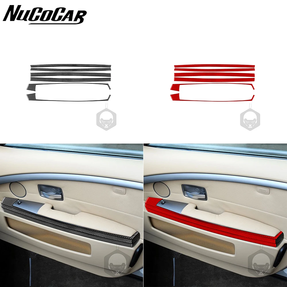 

Real Carbon Fiber Front Door Armrest Decorative Panel Sticker For BMW 7 Series E65 E66 2002-2008 Car Accessory Strip 6PCS