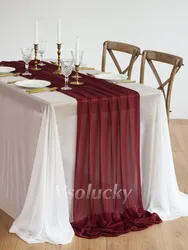 Elegant Dark Green Sheer Table Runner for Special Occasions and Home Decor (Burgundy)